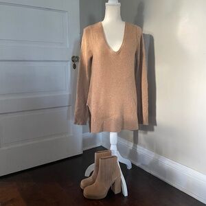 100% cashmere tan sand tunic sweater